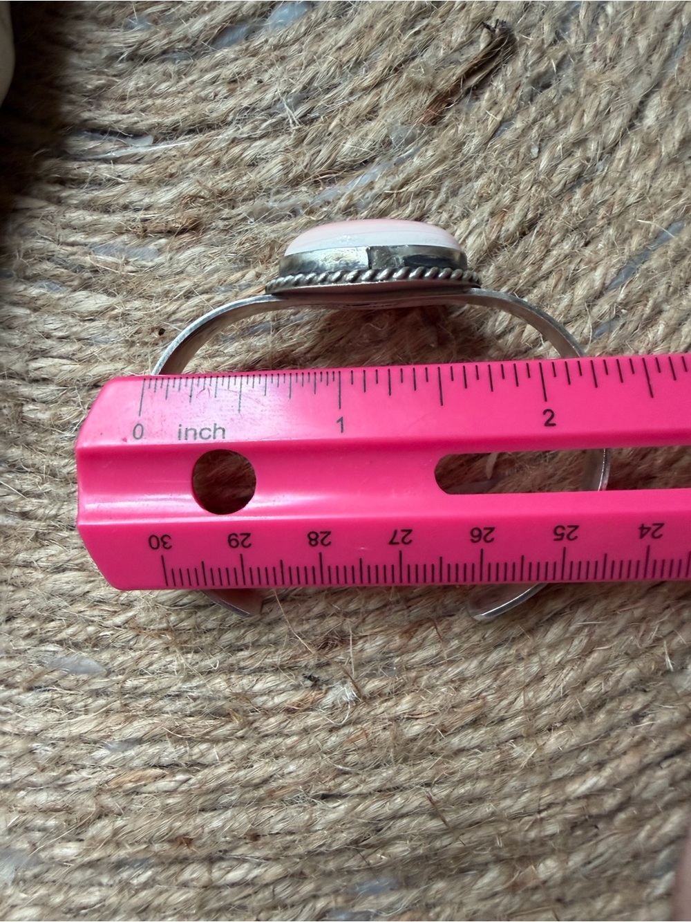 Sterling Silver Pink Conch Cabochon Cuff Bracelet - Picture 8 of 9
